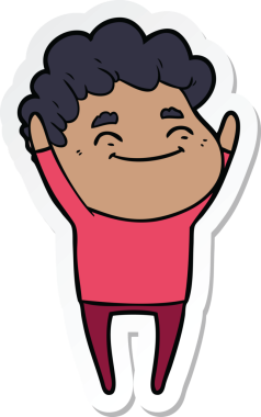 Bir insan tarafından çizilmiş, karikatür dostu bir adamın çıkartması.