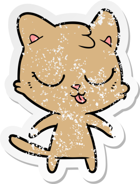 Bir insan tarafından çizilmiş şirin bir çizgi film kedisinin sıkıntılı çıkartması.