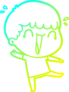 Bir insan tarafından çizilmiş gülen bir çizgi film karakterinin soğuk gradyan çizgisi.