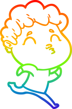 Gökkuşağı gradyan çizgi çizimi bir insan tarafından çizilen bir çizgi film adamı