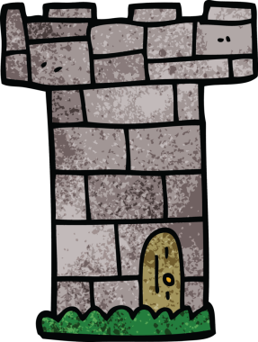 Bir insan tarafından çizilmiş karikatür kale kulesi.