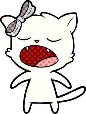 Bir insan tarafından çizilmiş miyavlayan kedi çizgi filmi