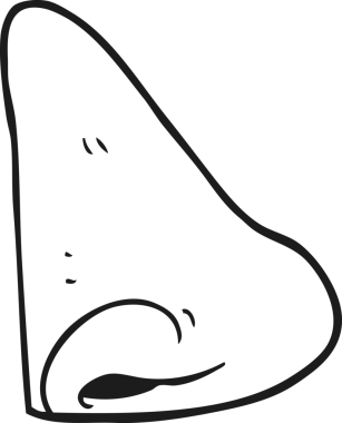 Bir insan tarafından çizilmiş siyah beyaz insan burnu.