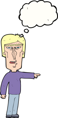 Bir insan tarafından çizilmiş düşünce baloncuğu olan bir adam.