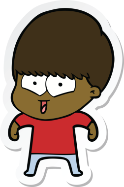 Bir insan tarafından çizilmiş mutlu bir çocuğun çıkartması.