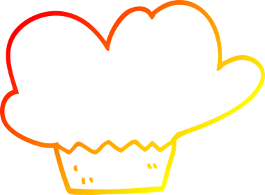 Bir insan tarafından çizilmiş çizgi film kekinin sıcak gradyan çizgisi.