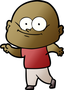 Bir insan tarafından çizilmiş kel bir adam.