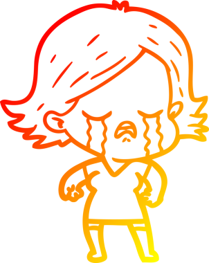 Bir insan tarafından çizilmiş ağlayan çizgi film kızı çizimi.