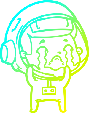 Bir insan tarafından çizilmiş ağlayan astronot çizgi filmi.