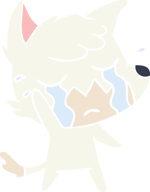 Bir insan tarafından çizilmiş ağlayan tilki düz renkli çizgi film.