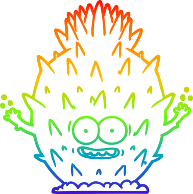 Bir insan tarafından çizilmiş bir kaktüsün gökkuşağı gradyanı çizimi