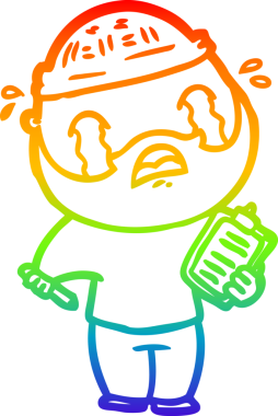 Bir insan tarafından çizilmiş ağlayan sakallı bir adamın çizimi.