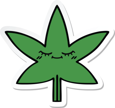 Bir insan tarafından çizilmiş marihuana yaprağının çıkartması.