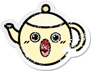 Bir insan tarafından çizilmiş tatlı bir çay demliğinin sıkıntılı çıkartması.