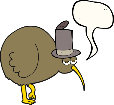 Bir insan tarafından çizilmiş serbest konuşma balonu çizgi filmi kivi kuşu.