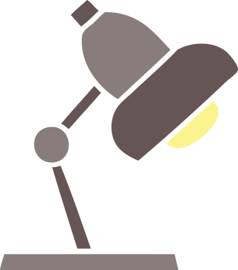 Bir insan tarafından çizilmiş düz renkli bir masa lambası karikatürü