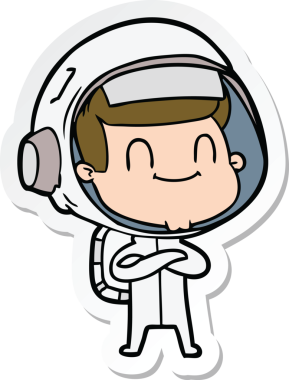 Bir insan tarafından çizilmiş mutlu bir astronotun çıkartması.