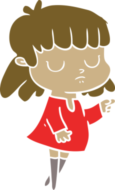 Bir insan tarafından çizilmiş düz renk çizgi film.