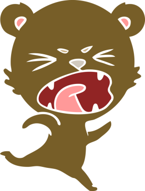 kızgın düz renkli çizgi film ayısı bir insan tarafından çizilmiş.