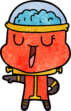 Bir insan tarafından çizilmiş mutlu çizgi film robotu