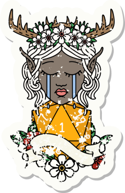 Retro Dövme Tarzı Ağlayan Elf Karakteri Yüzü Doğal bir insan tarafından çizilmiş