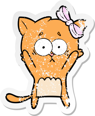 Bir insan tarafından çizilmiş karikatür bir kedinin sıkıntılı çıkartması.