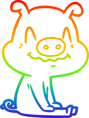 gökkuşağı gradyan çizimi bir insan tarafından çizilmiş sinir çizgi domuz çizimi