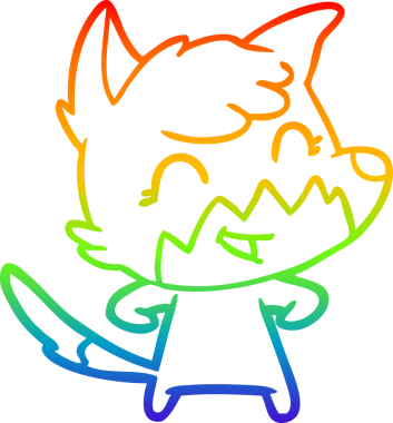 gökkuşağı gradyanı çizimi bir insan tarafından çizilmiş mutlu bir tilki çizgi filmi.