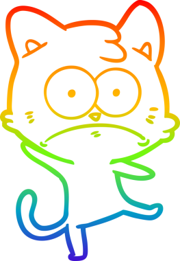 Gökkuşağı gradyan çizgi çizimi Bir insan tarafından çizilmiş gergin kedi