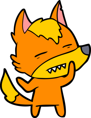 Bir insan tarafından çizilmiş tilki çizgi film karakteri