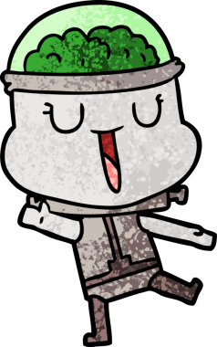 Bir insan tarafından çizilmiş mutlu çizgi film robotu