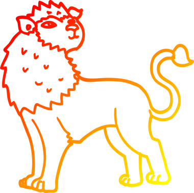 Bir insan tarafından çizilmiş karikatür aslanının sıcak çizgi çizimi