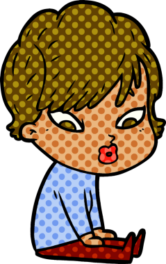 Bir insan tarafından çizilmiş karikatür kadın.