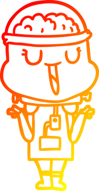 Bir insan tarafından çizilen omuz silken mutlu çizgi film bir robotun sıcak çizgi çizimi