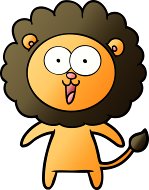 Bir insan tarafından çizilmiş mutlu çizgi film aslanı.