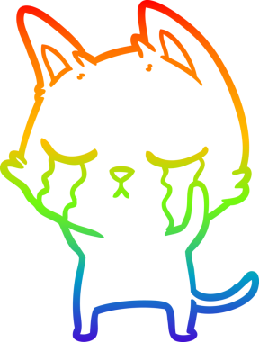 Bir insan tarafından çizilmiş ağlayan çizgi film kedisinin çizimi.