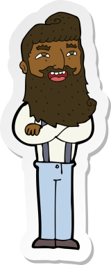 Bir insan tarafından çizilmiş sakallı mutlu bir adamın çıkartması.