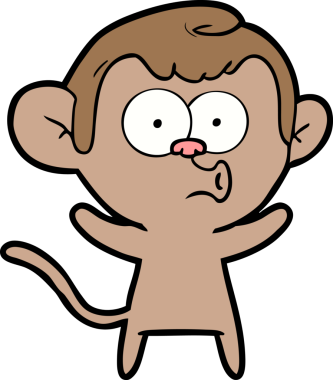 Bir insan tarafından çizilmiş, şaşırmış maymun çizgi filmi.