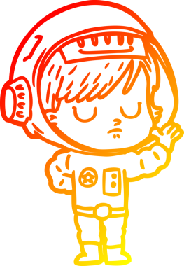 Bir insan tarafından çizilmiş bir astronot kadın çizgi çizimi.