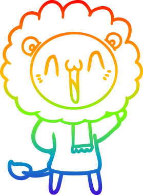 gökkuşağı gradyanı çizimi bir insan tarafından çizilmiş mutlu bir karikatür aslanı