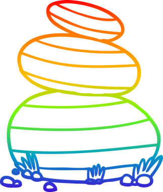 gökkuşağı gradyan çizgi çizimi bir insan tarafından çizilmiş büyük istiflenmiş taşlar