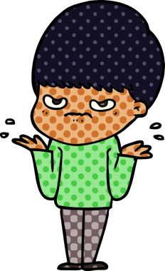 Bir insan tarafından çizilmiş sinirli çizgi film çocuğu.