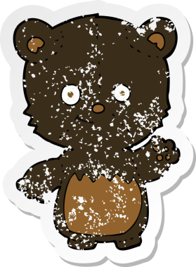 Bir insan tarafından çizilen siyah ayı yavrusunun gerilimli çıkartması.