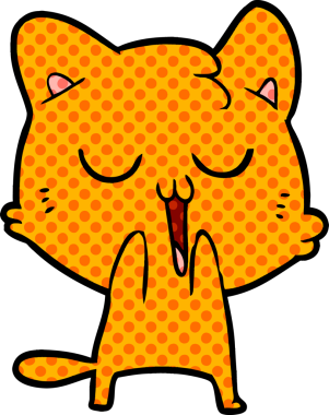 Bir insan tarafından çizilmiş çizgi film kedisi.