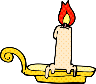 Bir insan tarafından çizilmiş karalama yanan mum.