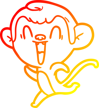 Bir insan tarafından çizilmiş gülen maymun çizgi çizimi.