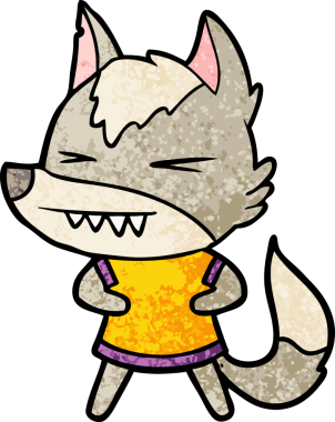 Bir insan tarafından çizilmiş kızgın kurt çizgi filmi.