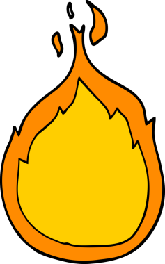 bir insan tarafından çizilmiş çizgi film alevleri