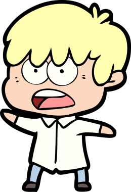 Bir insan tarafından çizilmiş endişeli çizgi film çocuğu.