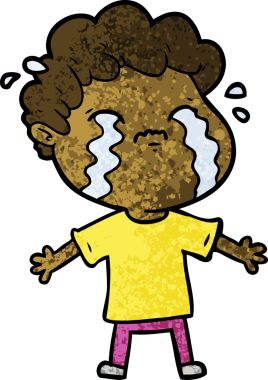 Bir insan tarafından çizilmiş ağlayan çizgi film adamı.